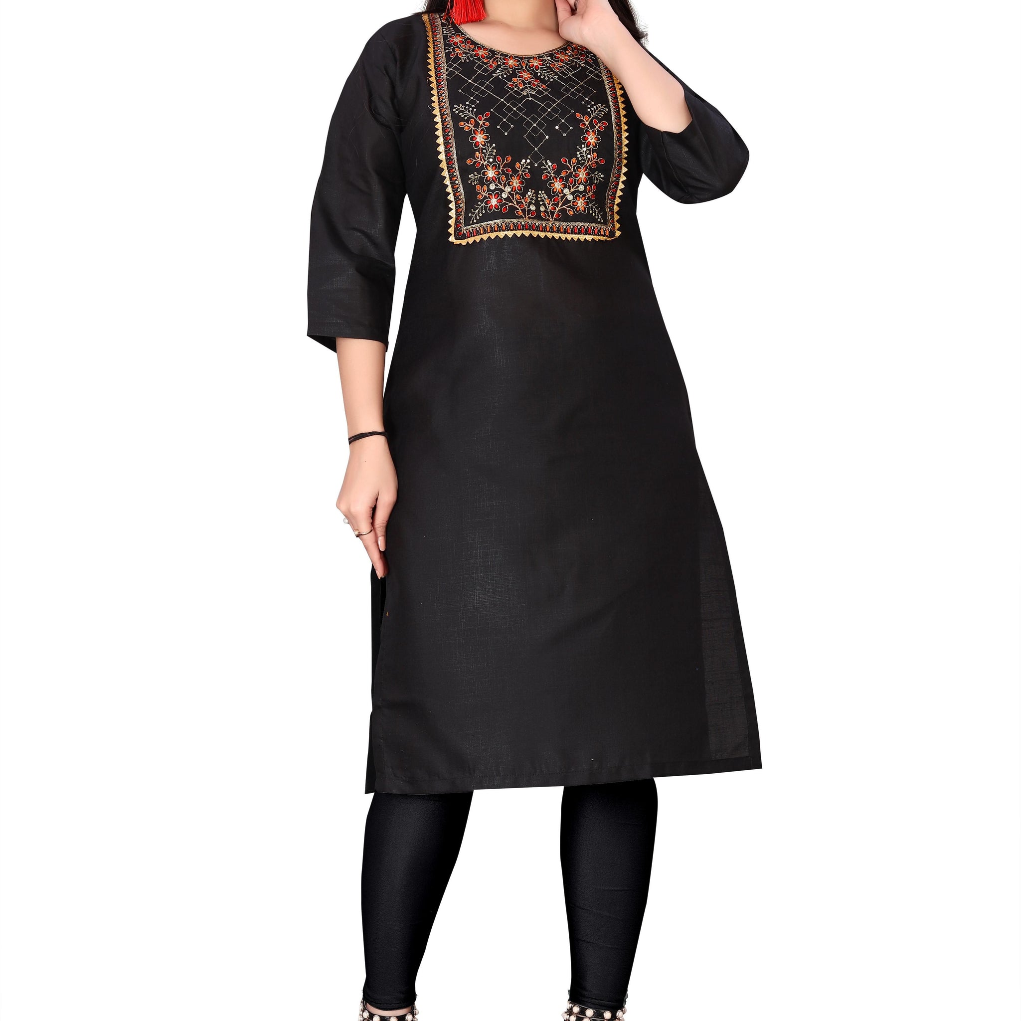 Women's Embroidery Cotton Slub Kurti